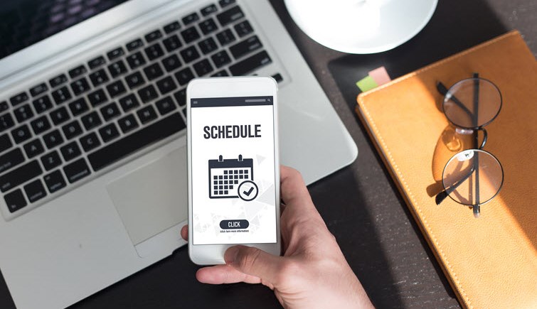 mobile phone with a calendar on the screen